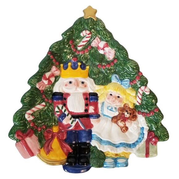 Fitz Floyd FF Nutcracker Sweet Canapé Plate Christmas Tree‎ Clara 1992 VTG - Picture 1 of 15